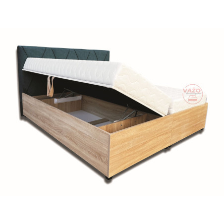 Posteľ ANABELA - látka: Velvet 011 petrol - rošt - pevný podklad  - výklop zboku - dekor: Dub sonoma