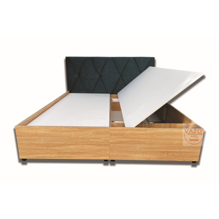 Posteľ ANABELA - látka: Velvet 011 petrol - rošt - pevný podklad  - výklop zboku - dekor: Dub sonoma