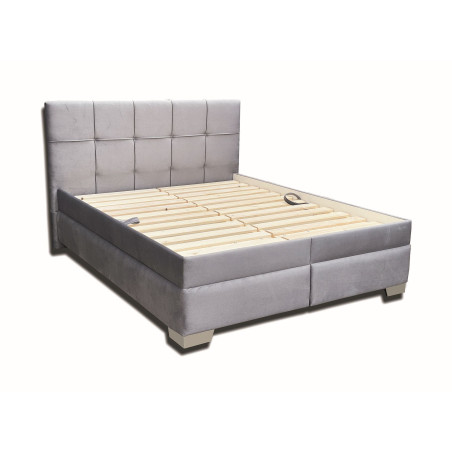 Posteľ ELIZA - poťah: Fantasy Velvet 326 tmavosivá, podklad pod matrace: drevený latkový rošt