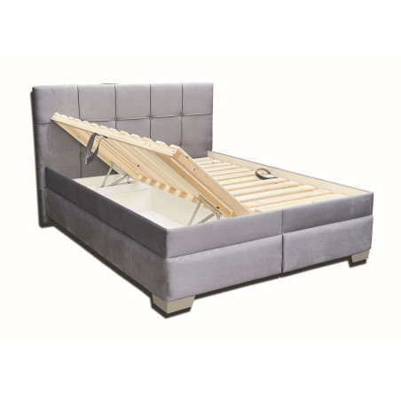Posteľ ELIZA - poťah: Fantasy Velvet 326 tmavosivá, podklad pod matrace: drevený latkový rošt - výklop zboku
