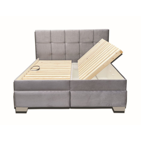 Posteľ ELIZA - poťah: Fantasy Velvet 326 tmavosivá, podklad pod matrace: drevený latkový rošt - výklop zboku