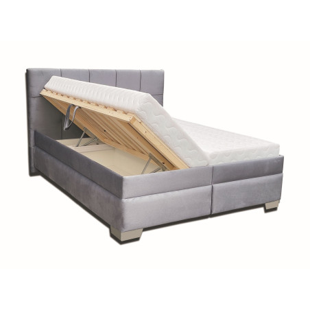 Posteľ ELIZA - poťah: Fantasy Velvet 326 tmavosivá, podklad pod matrace: drevený latkový rošt - výklop zboku