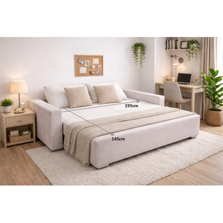 Rozkladacia pohovka NAOMI 2 - po rozložení - rozmer ložnej plochy: šírka 195cm, dĺžka 145cm