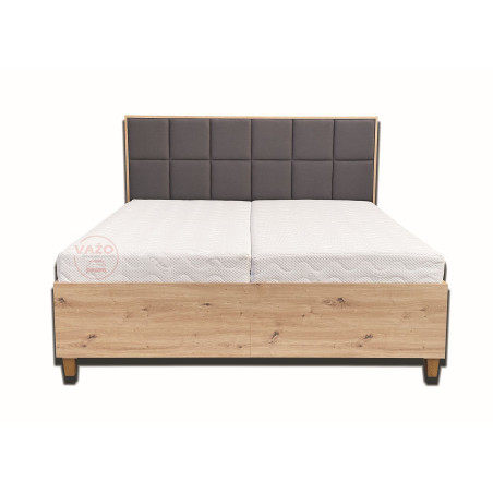 Posteľ TATIANA - dekor lamina: Dub Artisan / látka na čele: Hygge 2542 antracit (II. cenová skupina)