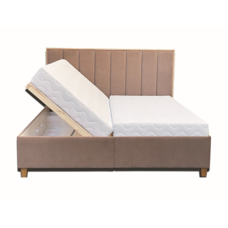 Posteľ NELA - podklad pod matrace: drevený latkový rošt, poťah: Royal Velvet 4 mink (odtieň hnedej) - úložný priestor