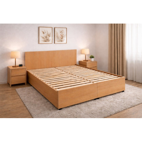 Posteľ STELA - dekor lamina: BUK, podklad pod matrace: drevený latkový rošt