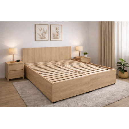 Posteľ STELA - dekor lamina: Dub sonoma, podklad pod matrace: drevený latkový rošt