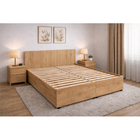Posteľ STELA - dekor lamina: Dub artisan, podklad pod matrace: drevený latkový rošt