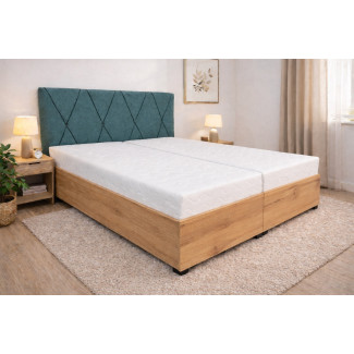 Posteľ ANABELA - dekor lamina: Dub Artisan, poťahová látka: Velvet 011 Petrol (III. cenová skupina)