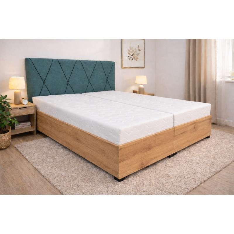 Posteľ ANABELA - dekor lamina: Dub Artisan, poťahová látka: Velvet 011 Petrol (III. cenová skupina)