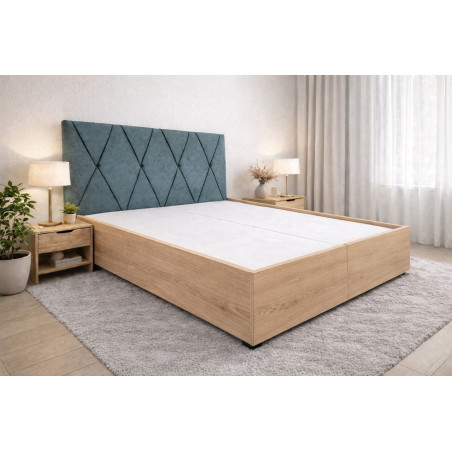 Posteľ ANABELA - látka: Velvet 011 petrol - rošt - pevný podklad  - výklop zboku - dekor: Dub sonoma