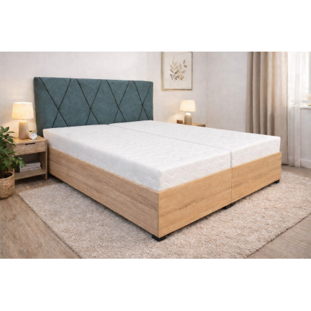 Posteľ ANABELA - látka: Velvet 011 petrol - dekor: Dub Sonoma - ilustračné foto s matracmi