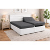 Polohovateľná posteľ  ALICA - poťahová látka: Falcone 68 tmavosivá / Biela koženka