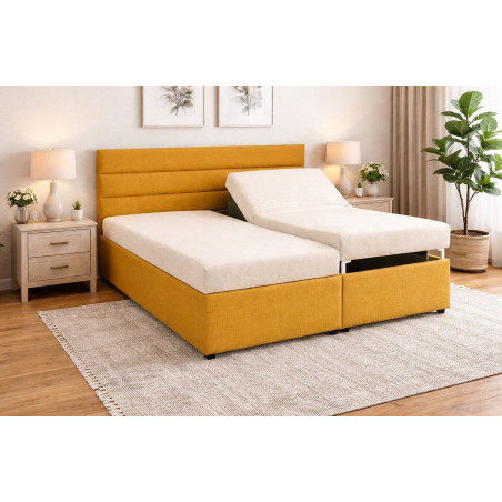 Polohovateľná posteľ  ALICA - poťahová látka: Twist 1 krémová / Twist 10 žltá