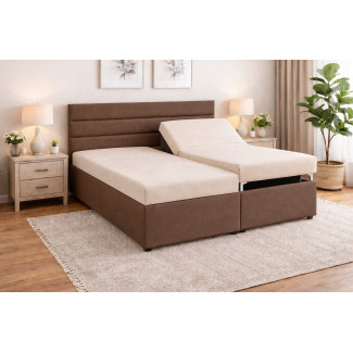 Polohovateľná posteľ  ALICA - poťahová látka: Twist 1 krémová / Twist 7 tmavohnedá