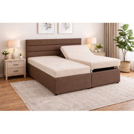 Polohovateľná posteľ  ALICA - poťahová látka: Twist 1 krémová / Twist 7 tmavohnedá