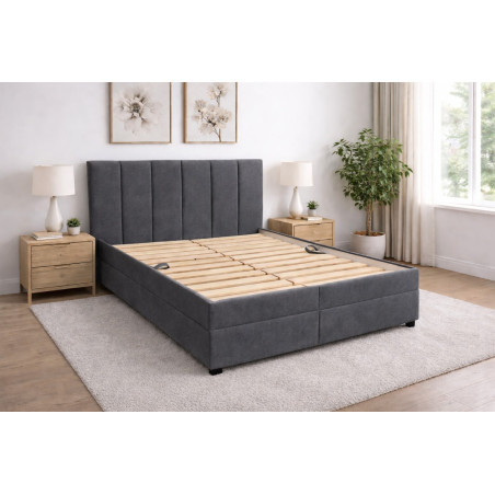 Posteľ LIVIA - podklad pod matrace: drevený latkový rošt, poťah: Falcone 5 tmavosivá (I. cenová skupina)