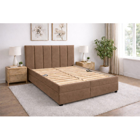 Posteľ LIVIA - podklad pod matrace: drevený latkový rošt, poťah: Falcone 25d hnedá (I. cenová skupina)