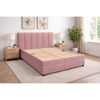 Posteľ LIVIA - podklad pod matrace: drevený latkový rošt, poťah: Twist 16 staroružová (II. cenová skupina)