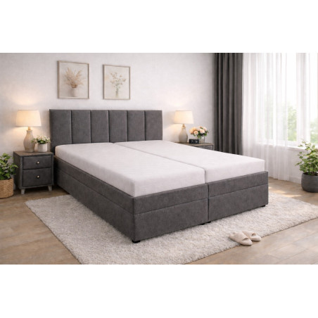 Posteľ LIVIA - poťah: Falcone 5 tmavosivá - ilustračné foto s matracmi