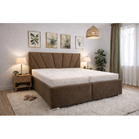 Posteľ VALERY - poťahová látka: Matrix 7 tmavohnedá (II. cenová skupina) - ilustračné foto s matracmi