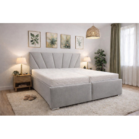 Posteľ VALERY - poťahová látka: Matrix 15 svetlosivá (II. cenová skupina) - ilustračné foto s matracmi