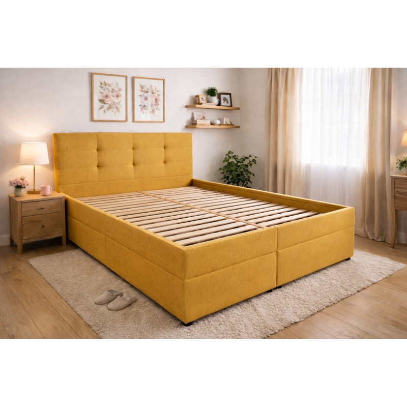 Posteľ DENISA - drevený latkový rošt - poťah: Matrix 30 horčicová (II. cenová skupina)