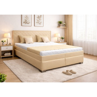 Posteľ SAVANA,poťah: Koženka Mango 24 krémová/Koženka štvorce