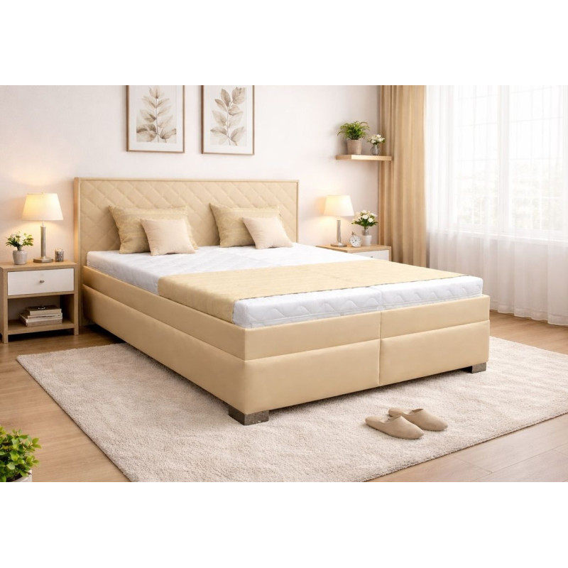 Posteľ SAVANA,poťah: Koženka Mango 24 krémová/Koženka štvorce