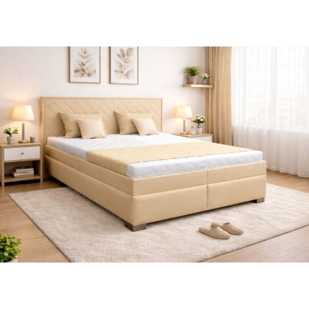 Posteľ SAVANA,poťah: Koženka Mango 24 krémová/Koženka štvorce